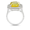 9.04 Carat Octagonal Yellow Sapphire and and Diamond Platinum Ring