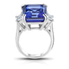 18.26 Carat Emerald Blue Tanzanite and Diamond Platinum Ring