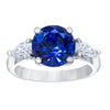 4.15 Carat Round Blue Sapphire and Diamond Platinum Ring