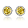 9.05 Carat Round Yellow Sapphire and Diamond Platinum Earrings