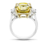 8.90 Carat Cushion Yellow Sapphire and Diamond Platinum Ring