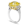 8.90 Carat Cushion Yellow Sapphire and Diamond Platinum Ring