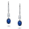 3.05 Carat Oval Blue Sapphire and Platinum Diamond Earrings