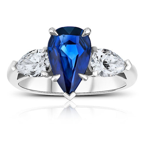 2.24 Carat Blue Emerald Cut Sapphire Ring