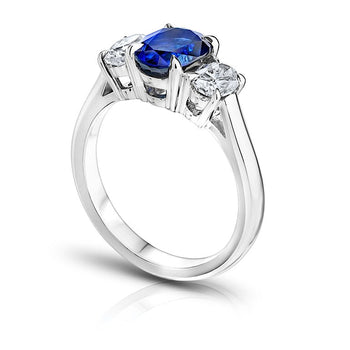 2.01 Carat Oval Blue Sapphire and Diamond Platinum Ring