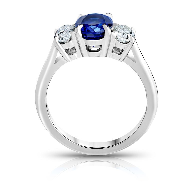 2.01 Carat Oval Blue Sapphire and Diamond Platinum Ring