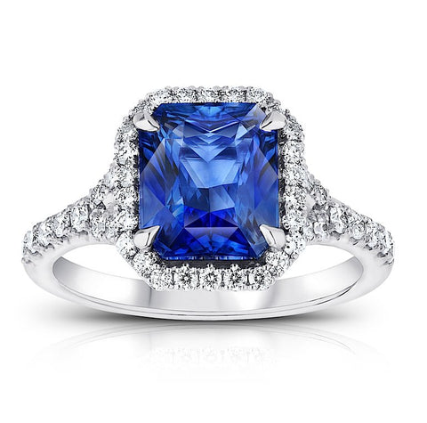 2.16 Carat Oval Blue Sapphire And Diamond Ring