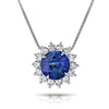 4.48 Carat Round Blue Sapphire and Diamond Pendant