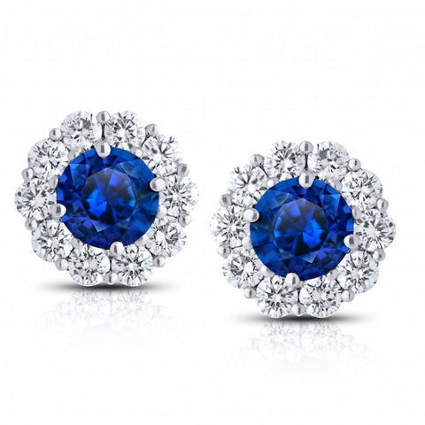3.40 Carat Round Blue Sapphire and Diamond Ring