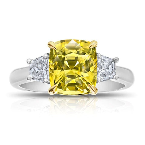5.98 Carat Emerald Cut Sapphire and Diamond Ring