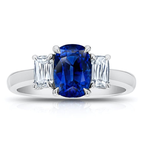2.16 Carat Oval Blue Sapphire And Diamond Ring