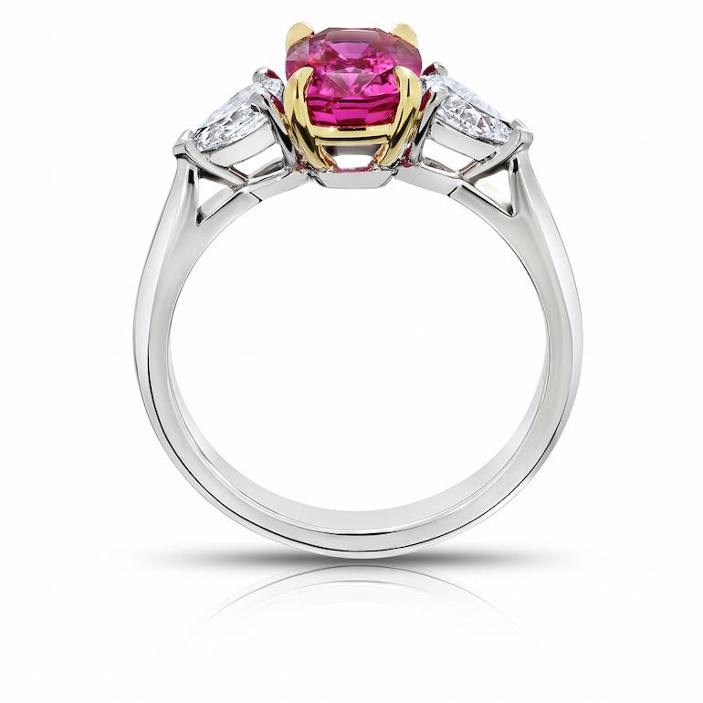 2.16 Carat Cushion Pink Sapphire and Diamond Platinum Ring