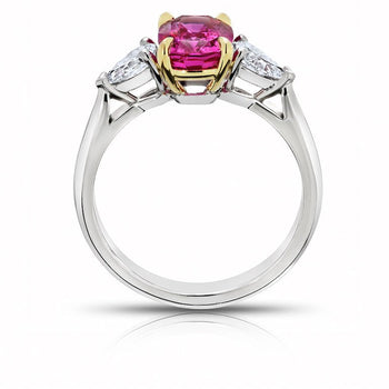 2.16 Carat Cushion Pink Sapphire and Diamond Platinum Ring