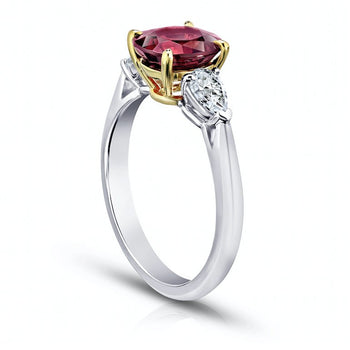 2.10 Carat Oval Red Spinel and Diamond Platinum Ring