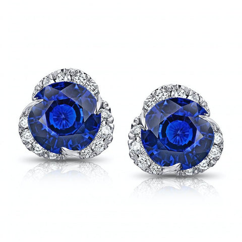2.12 Carat Radiant Cut Blue Sapphire and Diamond Ring