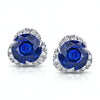 4.42 Carat Round Blue Sapphire and Diamond Platinum Earrings