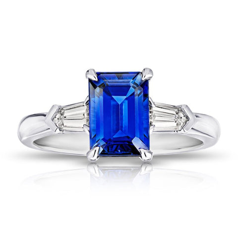 3.28 Carat Emerald Cut Pink Sapphire and Diamond Ring