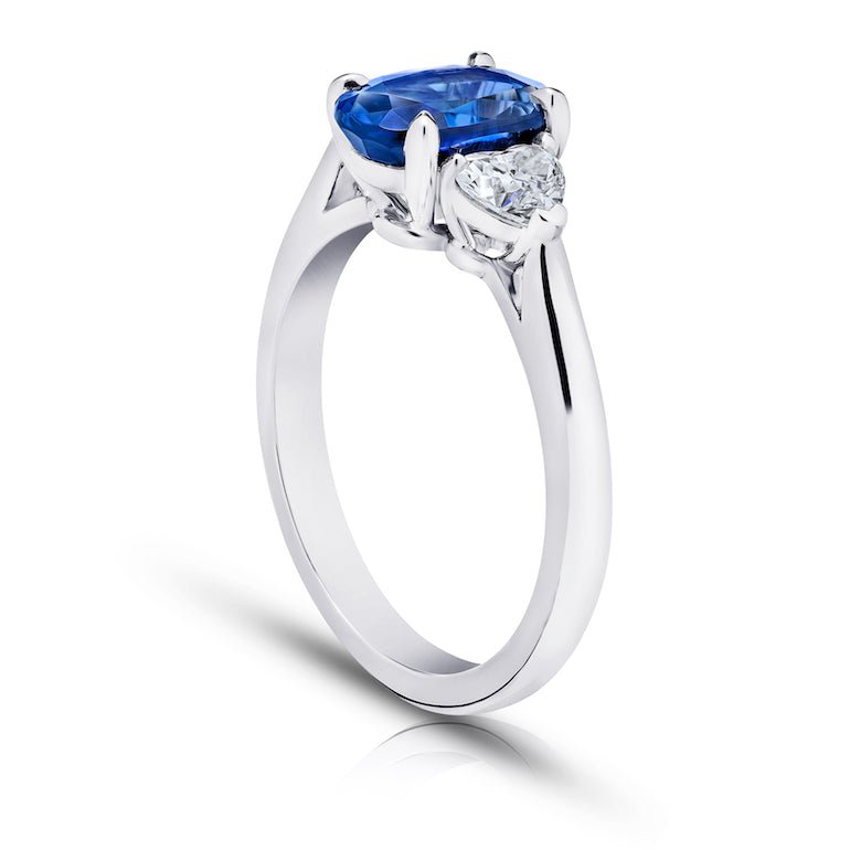 2.24 Carat Oval Blue Sapphire and Diamond Platinum Ring