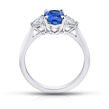 2.24 Carat Oval Blue Sapphire and Diamond Platinum Ring