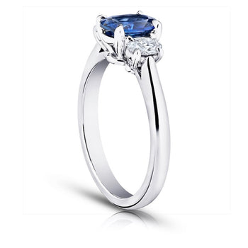 1.21 Carat Oval Blue Sapphire and Diamond Platinum Ring