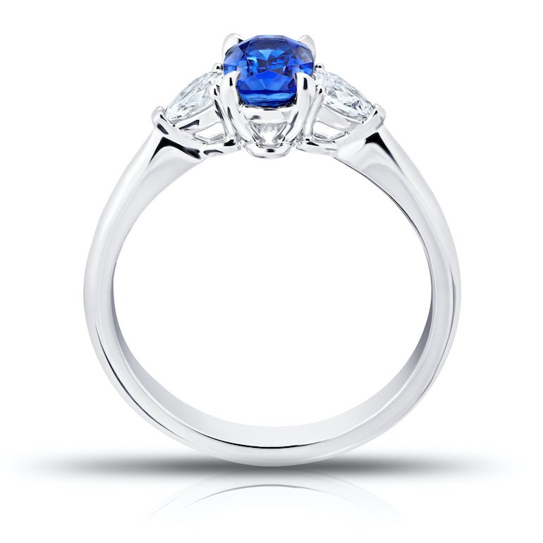 1.01 Carat Oval Blue Sapphire and Diamond Platinum Ring