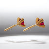 0.90 Carat Cushion Red Ruby and Diamond Earrings