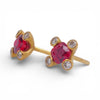 0.90 Carat Cushion Red Ruby and Diamond Earrings