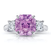 5.96 Carat Radiant Cut Pink Sapphire and Diamond Ring
