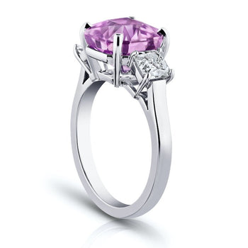 5.96 Carat Radiant Cut Pink Sapphire and Diamond Ring