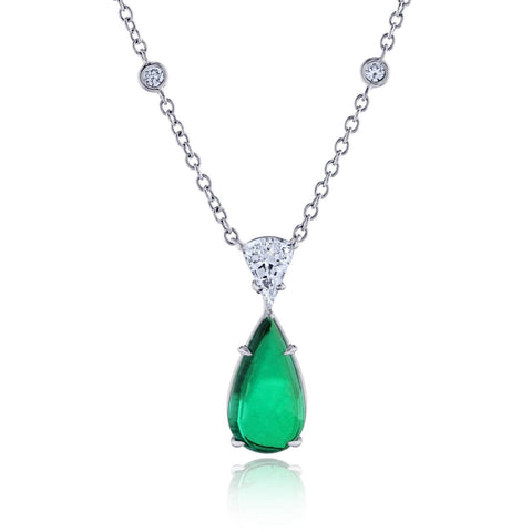 4.02 carat Emerald Cut Green Tsavorite and Diamond 18K YG Ring