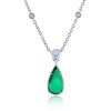 3.89 carat Cabochon Green Emerald and Diamond Platinum Pendant