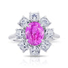 3.17 Carat Oval Pink Sapphire and Diamond Platinum Ring