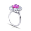 3.17 Carat Oval Pink Sapphire and Diamond Platinum Ring