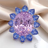 14.15 carat Oval Pink Natural No Heat Sapphire and Platinum Ring