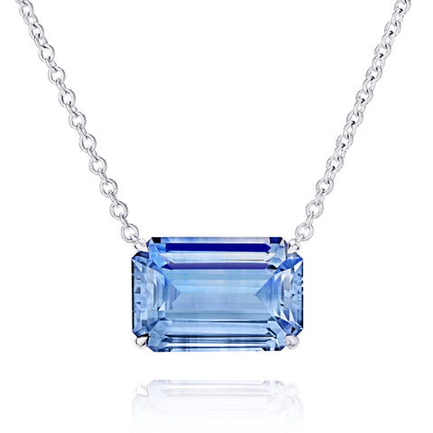 6.16 Square Emerald Blue Sapphire and Diamond Ring