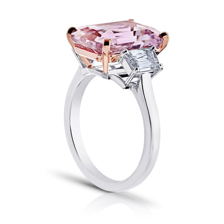 8.09 carat Emerald Pink Sapphire and Diamond Platinum Ring