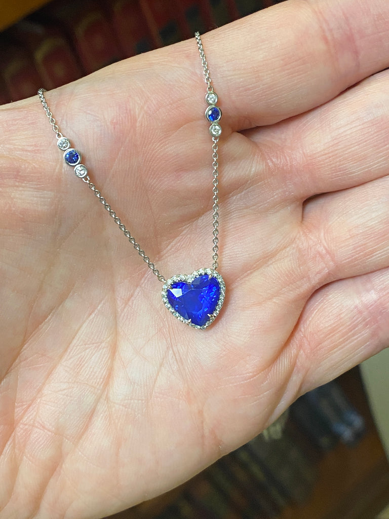 6.02 carat Heart Shaped Blue Sapphire Pendant