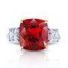 6.39 carat Cushion Red Spinel and Diamond Platinum Ring
