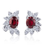 8.23 Carat Oval Red Ruby and Diamond Platinum Earrings