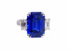 9.09 carat Cushion Blue Sapphire (H) and Diamond Platinum ring