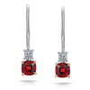 1.12 Carat Cushion Red Ruby and Diamond Platinum Earrings