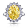 9.57 Carat Oval Yellow Sapphire and Diamond Platinum Ring