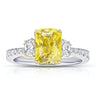 3.01 Carat Radiant Yellow Sapphire and Diamond Platinum Ring