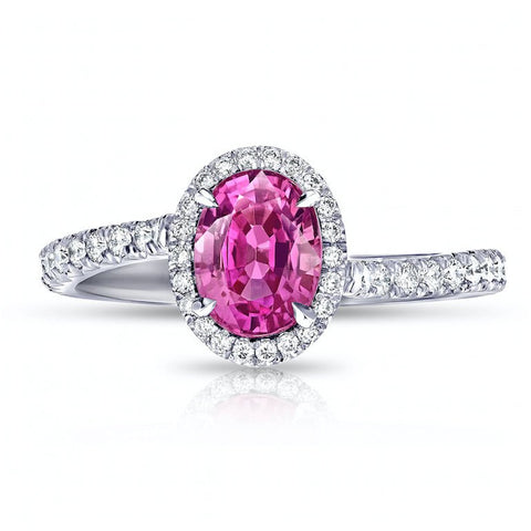 2.05 Carat Cushion Pink Sapphire and Diamond Ring