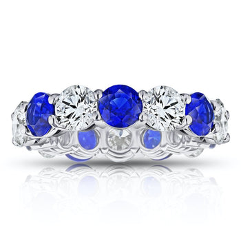 4.01 Carat Round Blue Sapphire and Diamond Platinum Ring