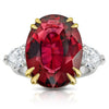 15.90 Carat Oval Purplish Red Sapphire and Diamond Platinum Ring