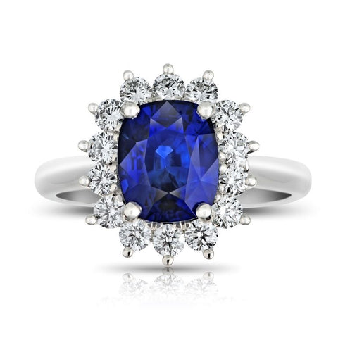 3.79 Carat Emerald Cut Green Sapphire and Diamond Ring