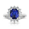 3.00 Carat Cushion Blue Sapphire and Diamond Platinum Ring