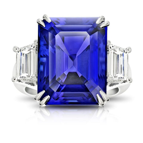 2.19 Carat Oval Blue Sapphire and Diamond Platinum Ring