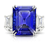 18.26 Carat Emerald Blue Tanzanite and Diamond Platinum Ring